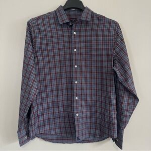 🍷 UNTUCKit Macallan Plaid Button Down Shirt Men’s Large Burgundy Blue